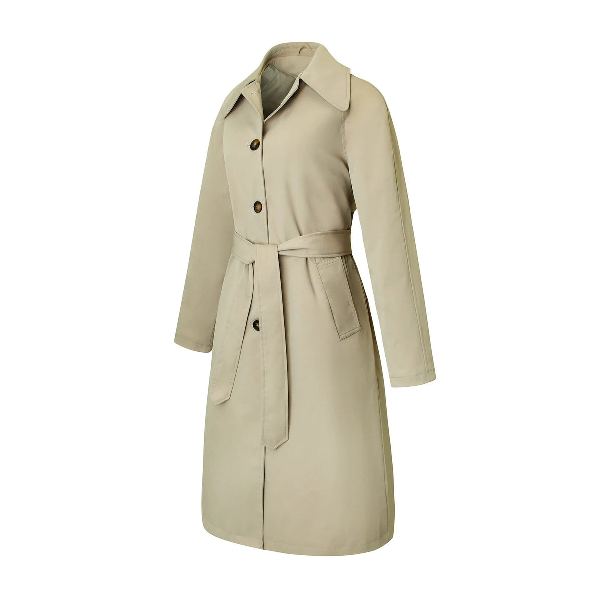 Women's Water Resistant Single Breasted Trench Coat with Tie Belt - Image 2