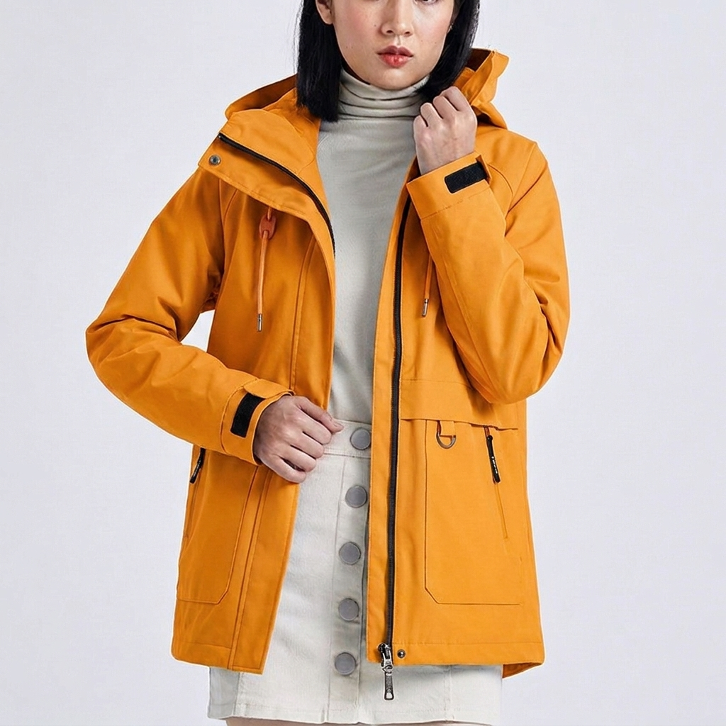 Women's Waterproof Rain Jacket with Drawstring Waist and Hooded Design - Image 5