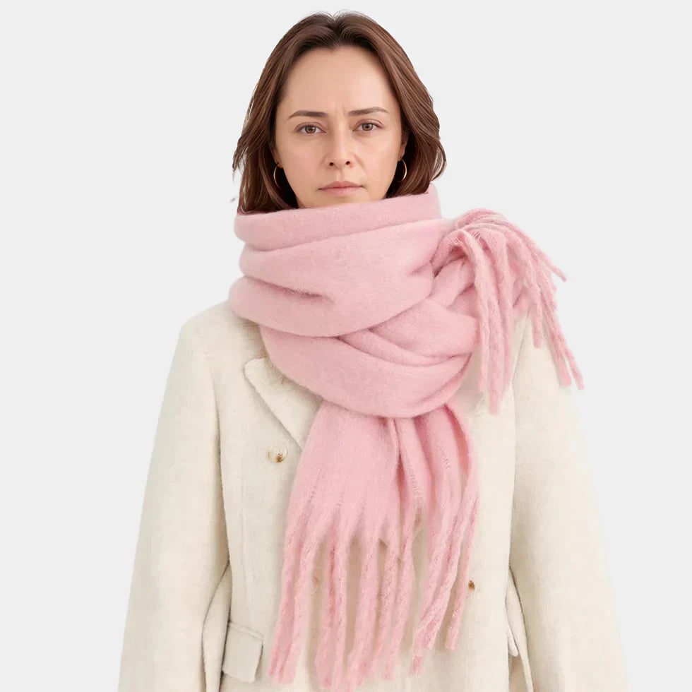 Women's Winter Blanket Scarf Oversized Knit Wrap with Tassels and Fringe - Image 2