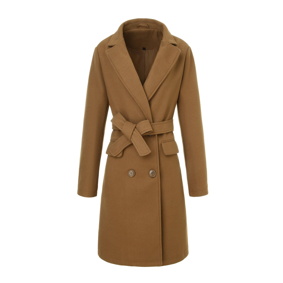 Women's Winter Wrap Coat with Tie Belt and Notched Lapel Mid-Length - Image 1
