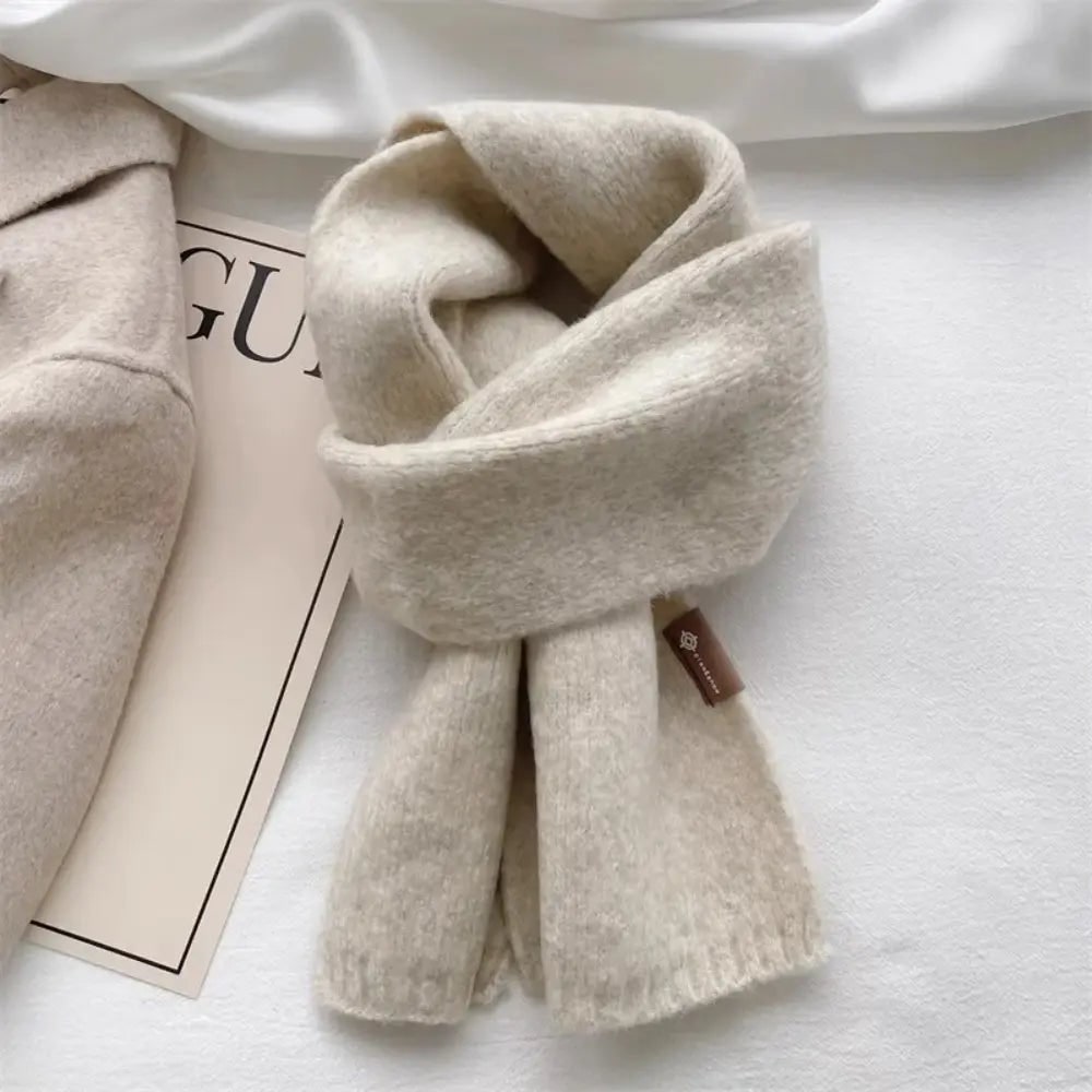 Women's Wool Knit Winter Scarf with Brushed Texture and Ribbed Ends - Image 2