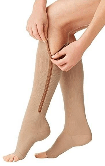 Women's Zipper Compression Socks Knee High Graduated Open Toe with Reinforced Heel - Image 10